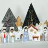 Krippenfiguren Heilige Familie Weihnachtsdeko X-Mas bestickte LED-Teelichtcover weißer Filz weihnachtliche Dekoration Bild 2