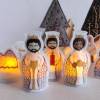 Krippenfiguren Heilige Familie Weihnachtsdeko X-Mas bestickte LED-Teelichtcover weißer Filz weihnachtliche Dekoration Bild 4