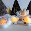 Krippenfiguren Heilige Familie Weihnachtsdeko X-Mas bestickte LED-Teelichtcover weißer Filz weihnachtliche Dekoration Bild 5