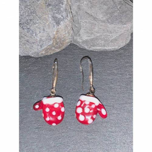 Ohrringe Handschuhe rot dots