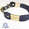 Hundehalsband verstellbar blau gold, Beschläge Edelstahl mit Leder und Schnalle Bild 4