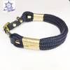 Hundehalsband verstellbar blau gold, Beschläge Edelstahl mit Leder und Schnalle Bild 7
