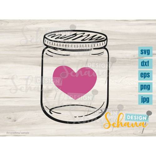 Plotterdatei Liebe Herz EPS SVG DXF png jpg pdf digistamp digital paper liebe herz einmachglas süß plotten shirtmotiv kinder baby Silhouette