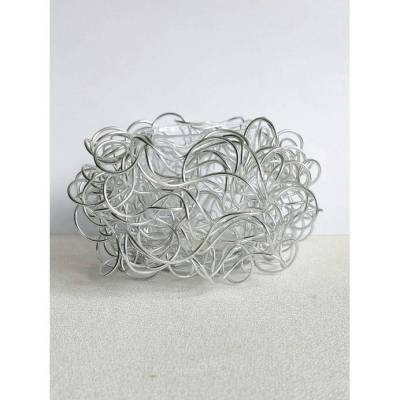 Teelichthalter aus eloxierten Aluminium Schmuckdraht in Silber