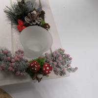 Weihnachten Advent Dekoration mit Tablett mit Deko und Teelicht - Im Winterwald Bild 5