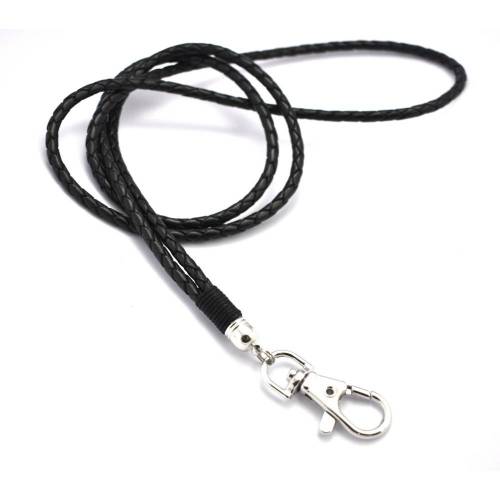 Schlüsselband aus Leder - schwarz