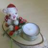 Weihnachten Deko Maus mit Teelicht auf einer Baumscheibe Bild 3