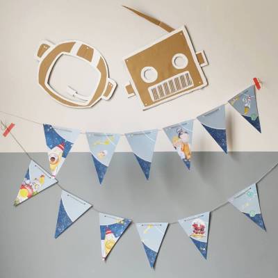 Wimpelkette Weltraum "zum Selbstausdrucken und nach Herzenslust gestalten"