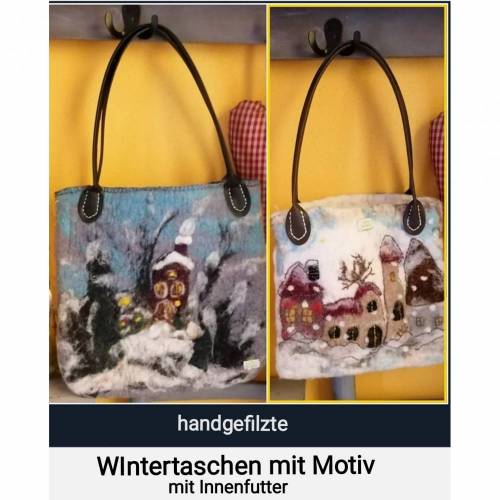 WIntertasche, Shopper handgefilzt mit Motiv