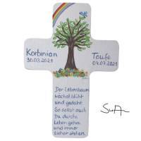 Holzkreuz "Lebensbaum" zur Geburt , Taufe,Kommunion Bild 1