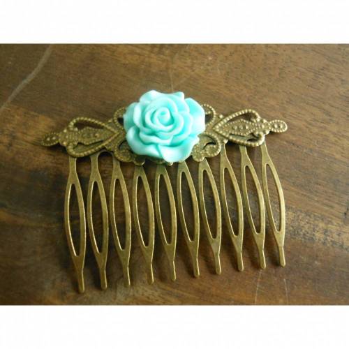 Bronze Haarkamm mit Blüte  Vintage Renaissance