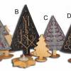 Weihnachtsdeko X-Mas bestickte Tannenbäumchen auf schwarzem oder grauem Filz mit Holzfuß weihnachtliche Dekoration Bild 2
