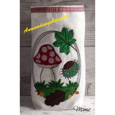 * Herbst – Set II hoch * in 5 Größen Eicheln, Blätter, Kastanie, Kastanienblatt, Pilz, Wiese und Rahmen