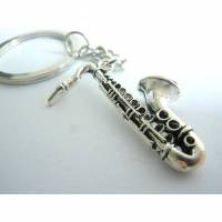 Saxophon versilbert   Musik  Schlüsselanhänger, Bild 1