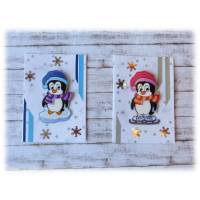Zwei Weihnachtskarten mit Pinguinen,  Winterkarten Bild 1