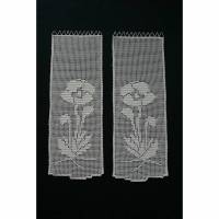 ein Paar gehäkelte Bistrogardinen mit Mohnblumen mit Aufhängeschlaufen, 19 cm x 53 cm Bild 1