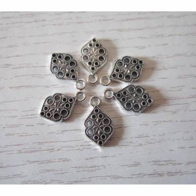 6x kleine Verbinder/ Anhänger Blume Antik Silber