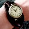 Wickeluhr, Armbanduhr, Lederuhr, braun, lässiger Vintage-Stil, bronze oder silber Bild 2