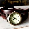 Wickeluhr, Armbanduhr, Lederuhr, braun, lässiger Vintage-Stil, bronze oder silber Bild 4
