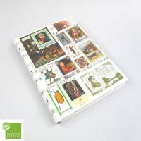 Notizbuch, Briefmarken Musik Instrumente, Noten, Upcycling, DIN A5, handgefertigt Bild 1
