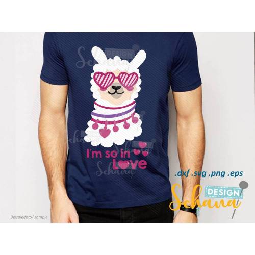Lama total verliebt so in love with Lama Alpaka süss niedlich Plotterdatei - eps SVG DXF PNG boho Clipart Digistamp Plotterdatei Bügelbild