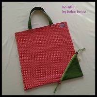 Faltbare Einkaufstasche "Pünktchen" in rot-grün von he-ART by helen hesse Bild 1