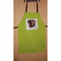 Kinderschürze Werkenschürze mit Tasche und Motiv chocolate Labrador - Geschenkidee zum Schulanfang Bild 1