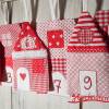 Adventskalender, Vorweihnachten, rot-weiß, nordisch, 24 Häuschen zum aufhängen, genäht, gestickt, Bild 2