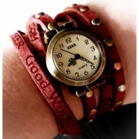 Armbanduhr, Wickeluhr, Uhr, Damenuhr, Lederuhr, Vintage-Stil, bronzefarben, silberfarben, Farbauswahl, römisch, arabisch Bild 1