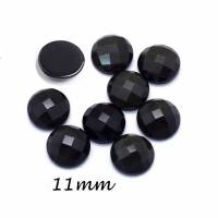 2x natürliche Obsidian Cabochons 11 mm, facettiert Bild 1