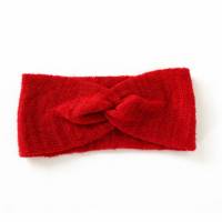 Rotes gestricktes Stirnband für Frauen, doppellagige Ohrenwärmer mit Verknotung, Geschenk für sie Bild 2