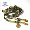 Leine Halsband Set verstellbar braun, oliv, beige, gold,, mit Leder und Schnalle Bild 7