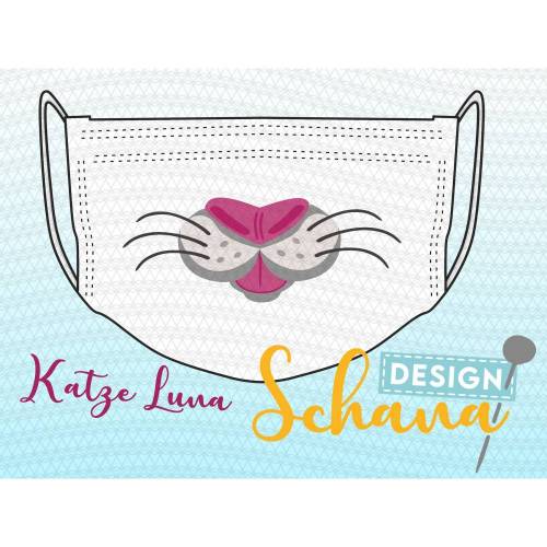 Plotterdatei – Bügelbild Katze Luna als png svg und dxf -Masken verschönern