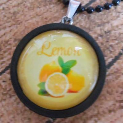 Cabochon Zitronen  Holz, Kette, Halskette, Holzschmuck
