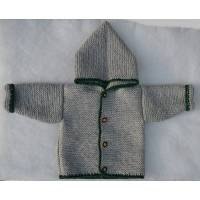 Baby Trachtenjacke mit Kapuze in grau grün Gr. 62/68 Strickjacke Bild 1