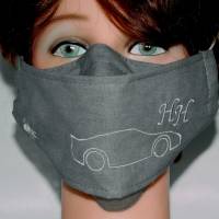 Waschbare Maskentasche Masken-Etui grau Stickerei Mundschutz-Tasche mit Monogramm für Behelfsmasken Damen Herren Kinder Bild 4
