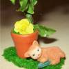 Gartenszene Miniatur Katze unter dem Apfelbaum Puppenhaus Bild 2