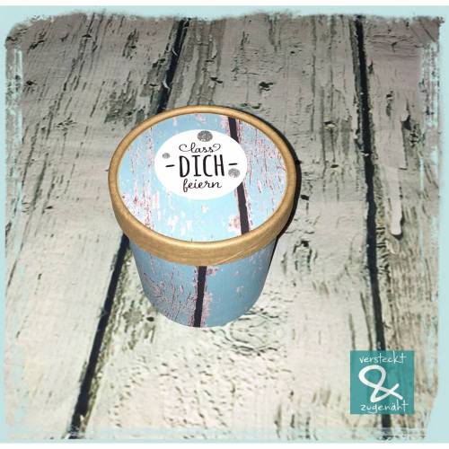 Geschenk/Dekobecher "lass Dich feiern", hellblau