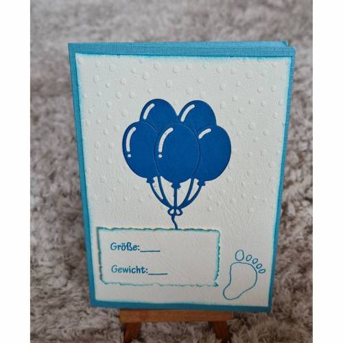 Glückwunschkarte " Geburt " Größe , Gewicht , Luftballons