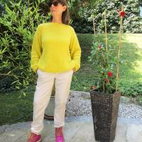 Gelber Alpaka Pullover mit langen Ärmeln, kuschelweicher Damenpullover Bild 2