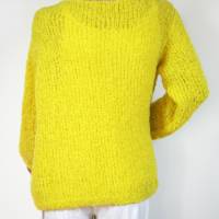Gelber Alpaka Pullover mit langen Ärmeln, kuschelweicher Damenpullover Bild 4