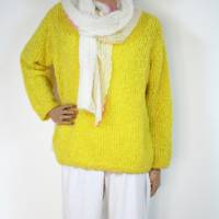 Gelber Alpaka Pullover mit langen Ärmeln, kuschelweicher Damenpullover Bild 6