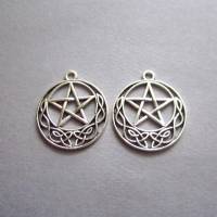 2x Anhänger Keltischer Knoten Pentagramm Antiksilber Bild 1