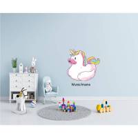 Liebevolles Wandtattoo Einhorn Duck für das Kinderzimmer,Spielzimmer,konturgeschnitten in 11 Größen ab 20 cm B x 20 cm H Bild 1