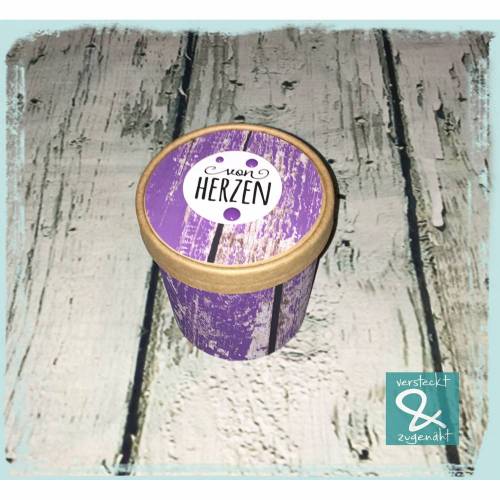 Geschenk/Dekobecher "von Herzen", lila