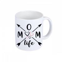 Mom life, Druck auf Tasse, weiß, schwarz rosa, Keramiktasse Bild 1