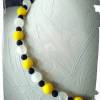 Halskette, Unikat aus einer Polaris-Kombi in schwarz, weiß, gelb, 45 cm, Edelstahl-Verschluss, Karabiner, glänzend, matt Bild 6