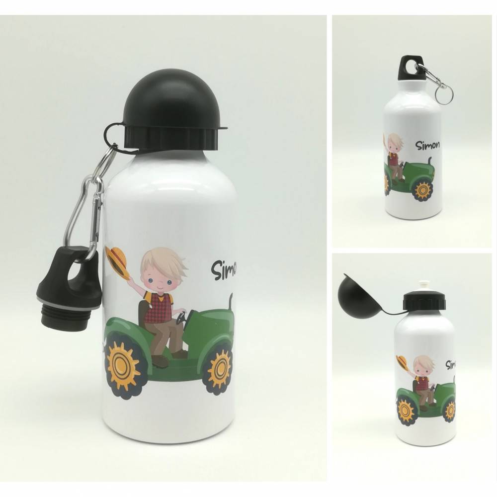 Trinkflasche mit Namen "Traktor Junge"/ individuell/ Flasche/ Kindertrinkflasche Bild 1