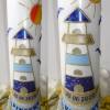 Moderne TAUFKERZE " Vincent " mit Leuchtturm-Symbol * Blau * Buben * Taufe * Kommunion * Geschenk * Bild 2