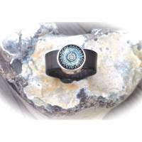 Lederring dunkelgrau mit Mandala ,Ring Frauen,Leder Ring, handgefertigt, Boho Ring, Gypsy Ring, Statement Ring, handmade Bild 1